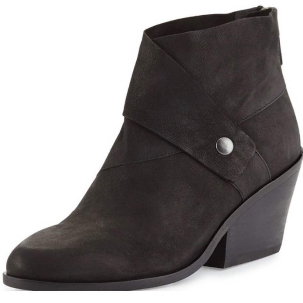 Eileen Fisher Black Suede Wrap Strap Ankle Boot